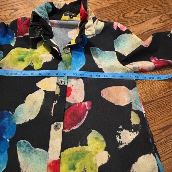 Damee | Art to Wear Tunic Watercolor Blouse Sz PM - Picture 8 of 8